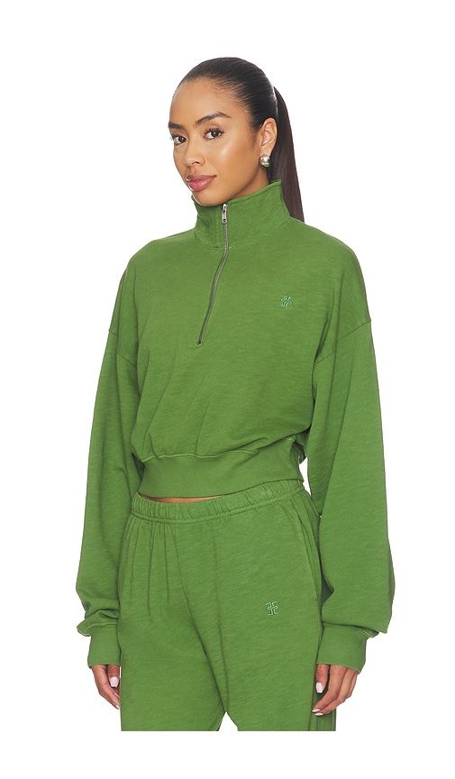 Cropped Half-zip Sweatshirt in Green. - size L (also in XL, XS) - Eterne - Modalova
