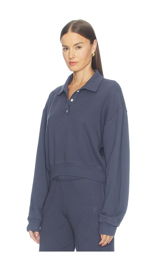 French Terry Cropped Polo Sweatshirt in Navy. - size M (also in S) - Eterne - Modalova