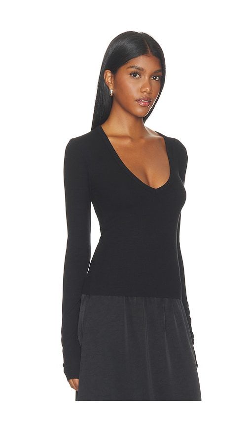 Butter Rib Long Sleeve V-neck Top in . - size M (also in S) - Eterne - Modalova