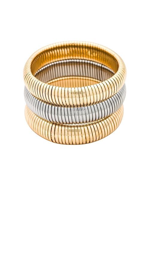 Flex Snake Chain Stretch Bracelet Set in Metallic Gold - Ettika - Modalova