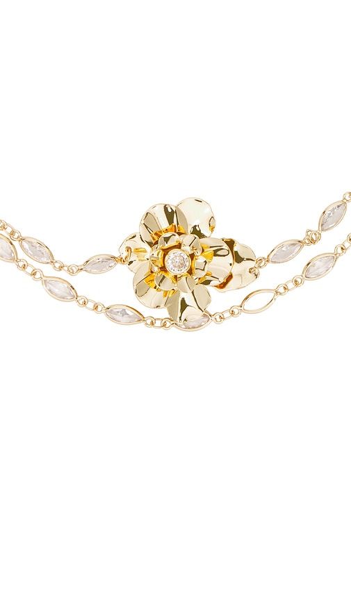Bazel Crystal Layered Flower Necklace in Metallic Gold - Ettika - Modalova