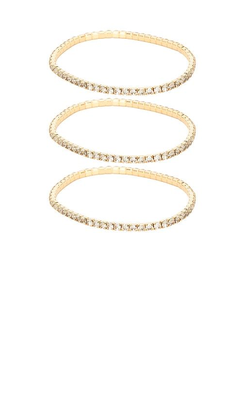 Crystal Elastic Bracelet Set in Metallic - Ettika - Modalova