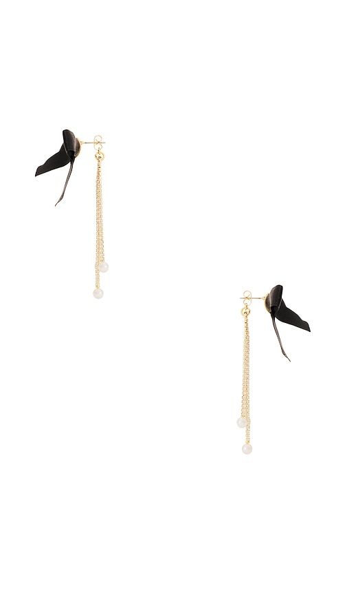 Velvet Bow Crystal Chain Earrings in - Ettika - Modalova