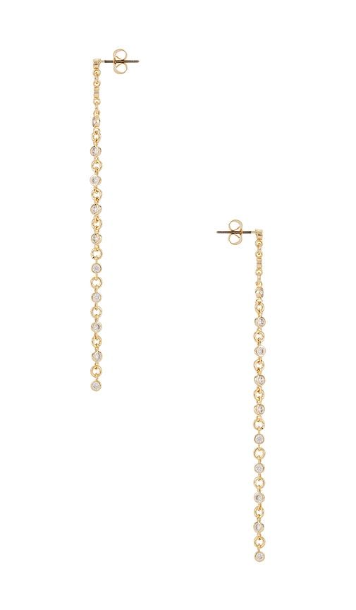 Dainty Linear Crystal Earrings in Metallic - Ettika - Modalova