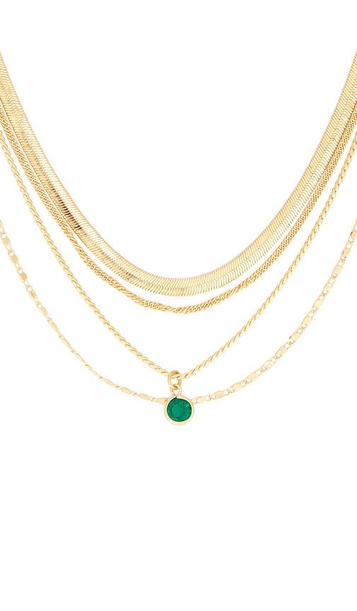 All The Chains Layered Necklace in Green - Ettika - Modalova