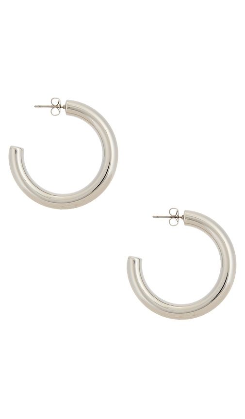 Medium Thick Classic Hoops in Metallic Silver - Ettika - Modalova