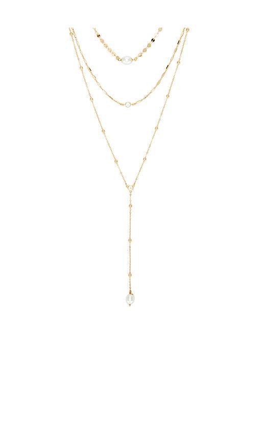 Multi-chain Pearl Lariat Necklace in Metallic - Ettika - Modalova