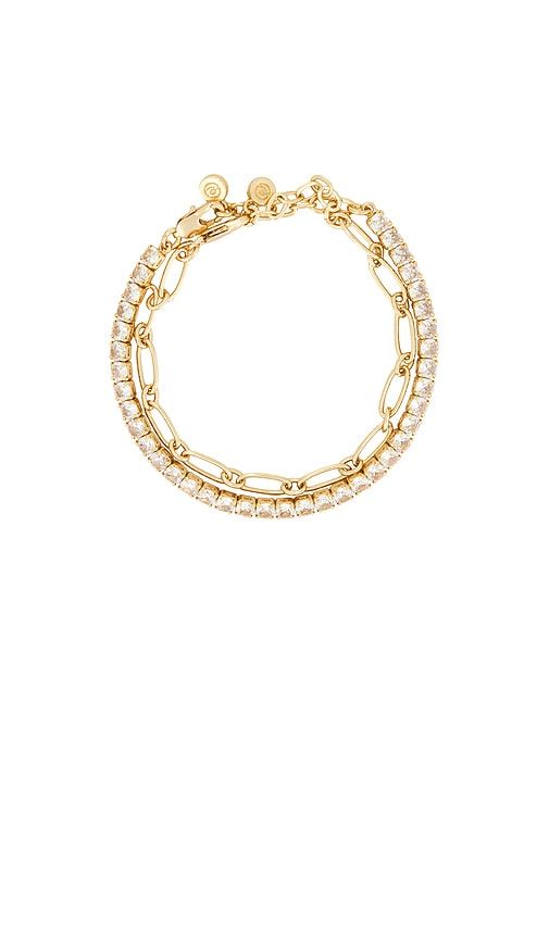 Crystal & Oval Chain Bracelet Set in Metallic - Ettika - Modalova
