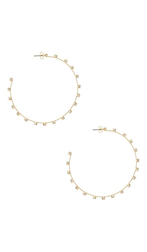 Rhinestone Hoop Earrings in Metallic - Ettika - Modalova