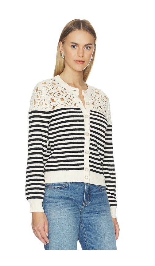 The Coastal Stripe Cardi in Black. - size L (also in M, S, XS) - FRAME - Modalova