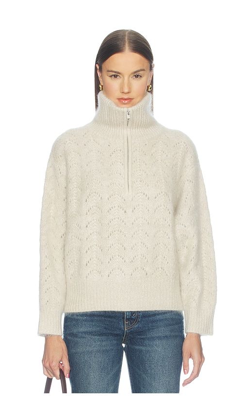 The Airy Lurex Zip Sweater in Beige. - size M (also in S, XS) - FRAME - Modalova