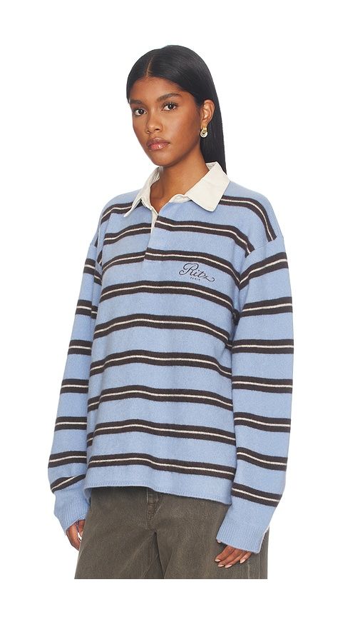 The Ritz Brushed Cashmere Rugby Sweater in Blue. - size L (also in M, S, XS) - FRAME - Modalova