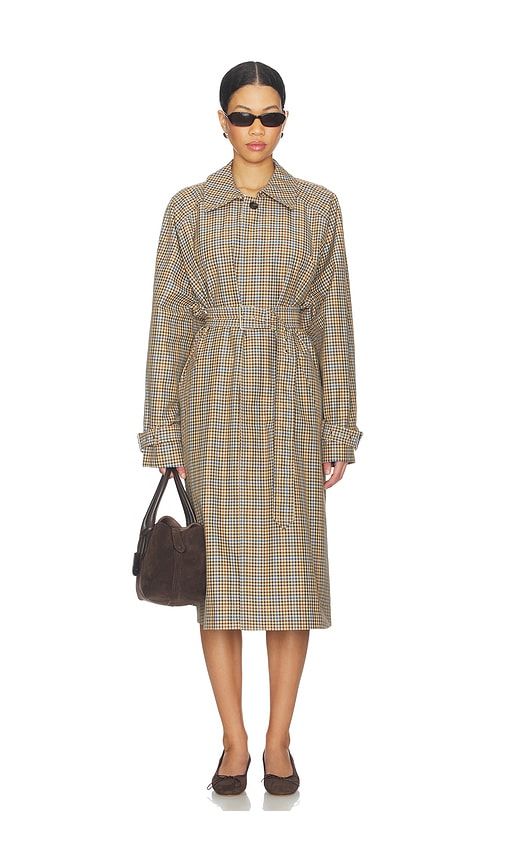 The Plaid Mac Coat in Brown. - size L (also in M, XS) - FRAME - Modalova