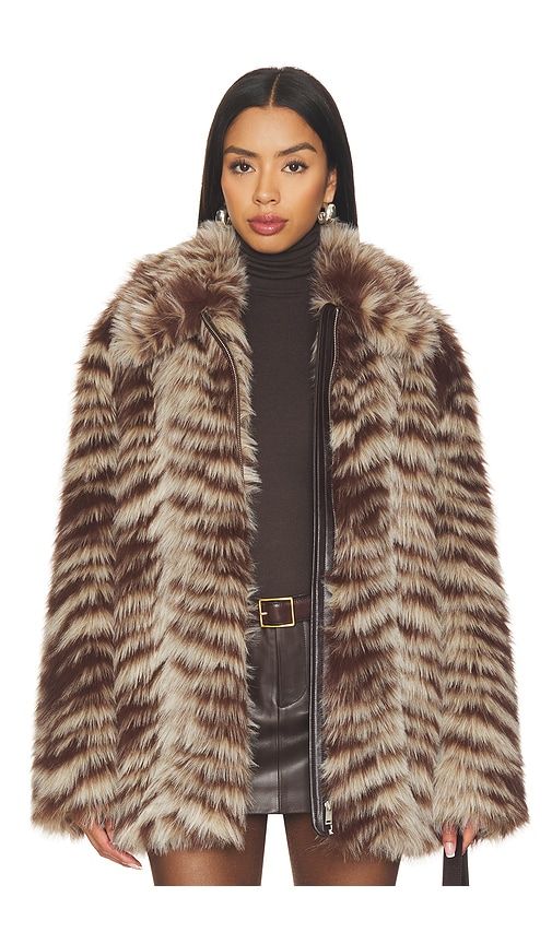The Alpine Chevron Coat in Taupe. - size L (also in M, S, XS) - FRAME - Modalova