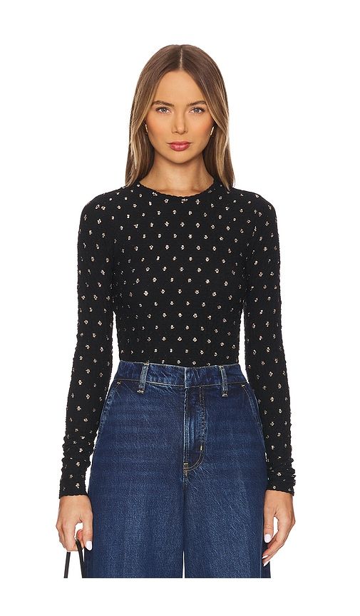 Dotted Stretch Mesh Top in Black. - size L (also in M, S) - FRAME - Modalova