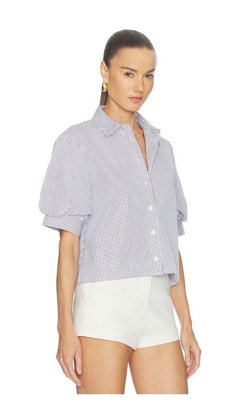 The Billow Sleeve Shirt in White,Navy. - size L (also in M, S, XS) - FRAME - Modalova