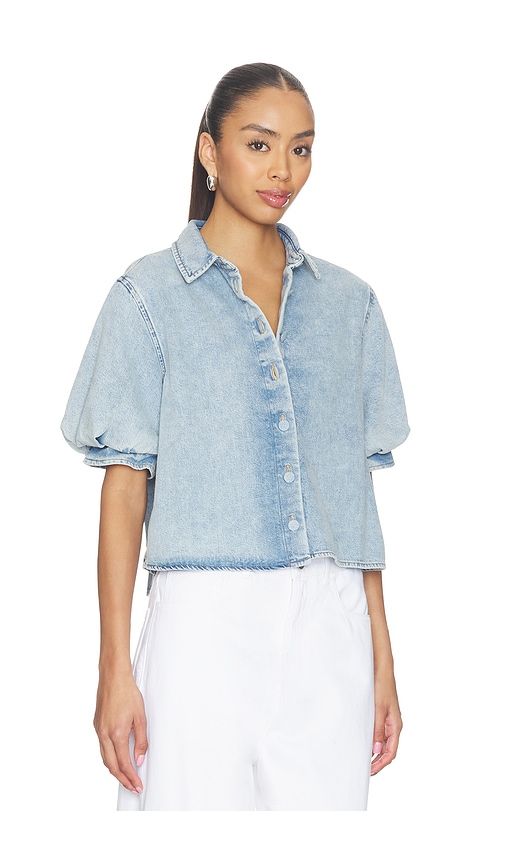 The Billow Sleeve Shirt in Blue. - size L (also in M, S) - FRAME - Modalova