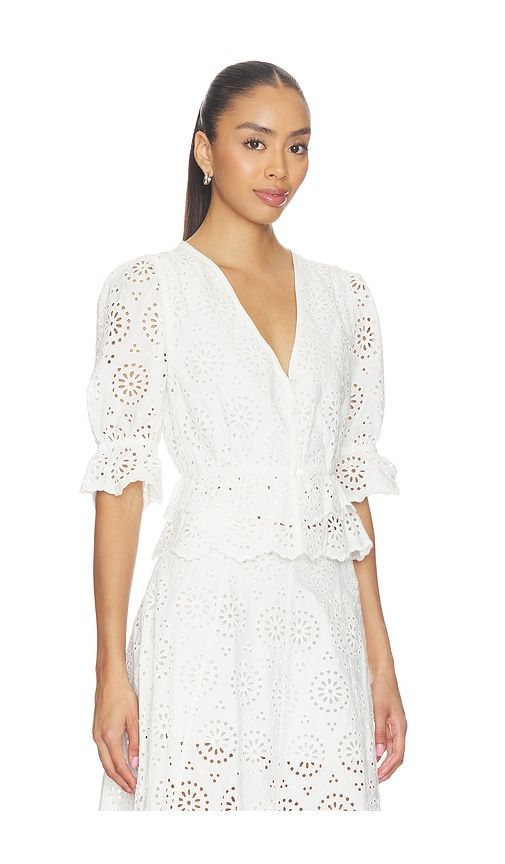 The Deco Eyelet Tiered Blouse in . - size L (also in M, S, XS) - FRAME - Modalova