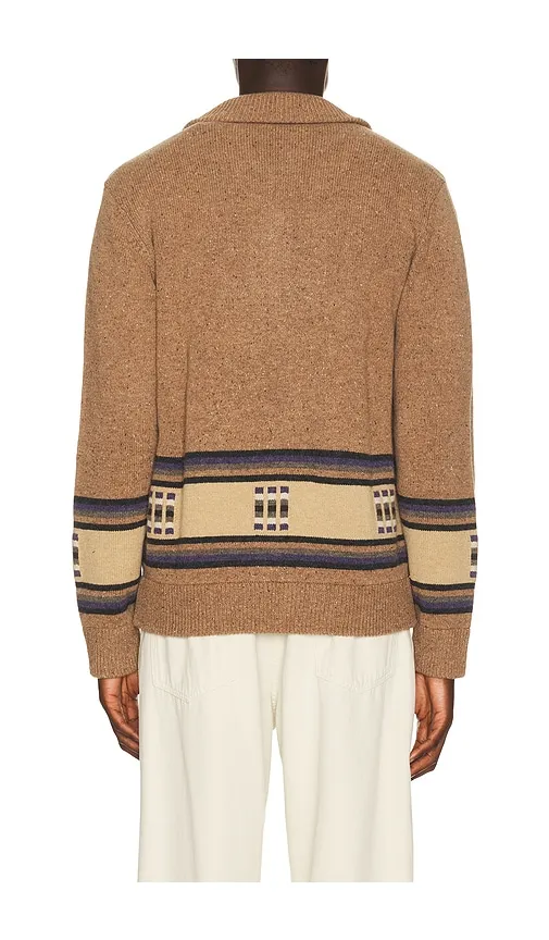 Blanket Stripe Zip Sweater in Brown. - size L (also in M, S, XL/1X) - Faherty - Modalova
