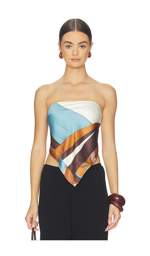 Soleil Head Scarf in Brown,Baby Blue - FAITHFULL - Modalova