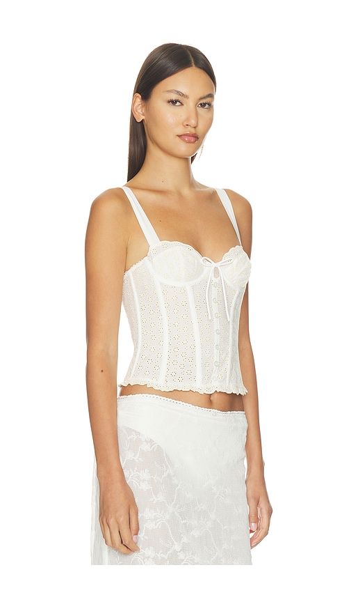 Eyelet Rose Bustier in White. - size L (also in M, S, XL, XS) - For Love & Lemons - Modalova