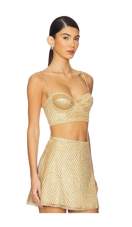 Glitter Grid Bustier Top in Metallic . - size L (also in XS) - For Love & Lemons - Modalova