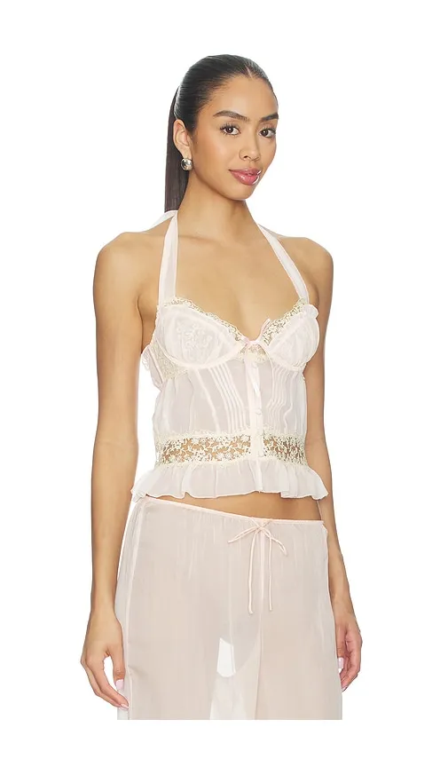 Gilded Lace Bustier in Beige. - size L (also in S, XL) - For Love & Lemons - Modalova