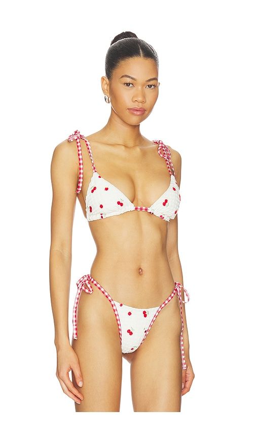 Beaded Cherries Bikini Top in ,Red. - size L (also in M, S, XS) - For Love & Lemons - Modalova