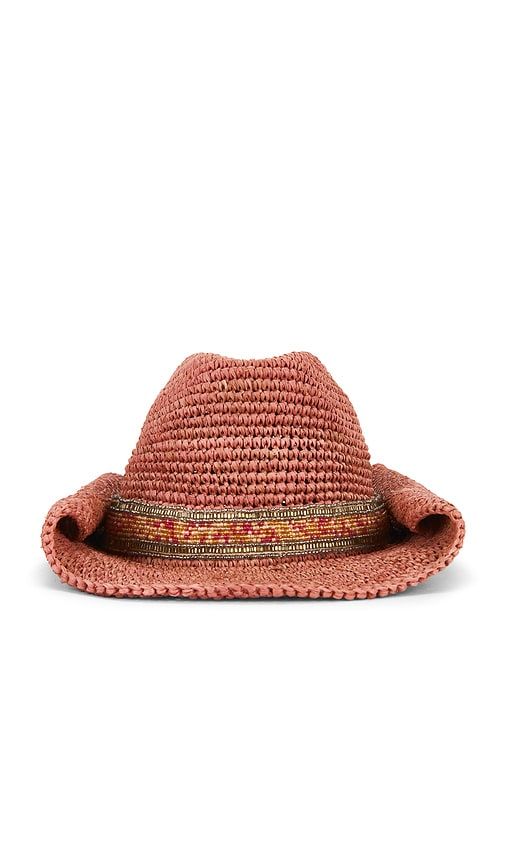 Skyler Crochet Raffia Cowboy Hat in Pink - florabella - Modalova