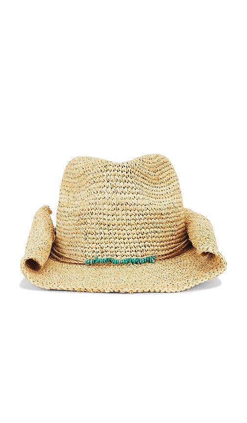Tanya Crochet Raffia Cowboy Hat in Neutral - florabella - Modalova