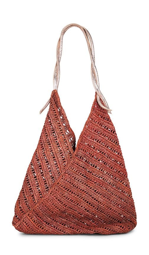 Panama Crochet Raffia And Leather Tote Bag in Rose - florabella - Modalova
