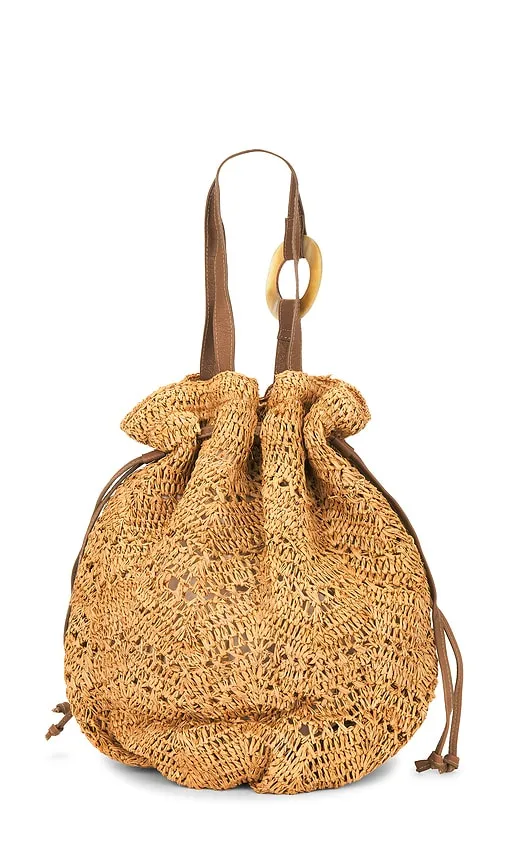 Antilles Crochet Raffia And Leather Tote Bag in Tan - florabella - Modalova