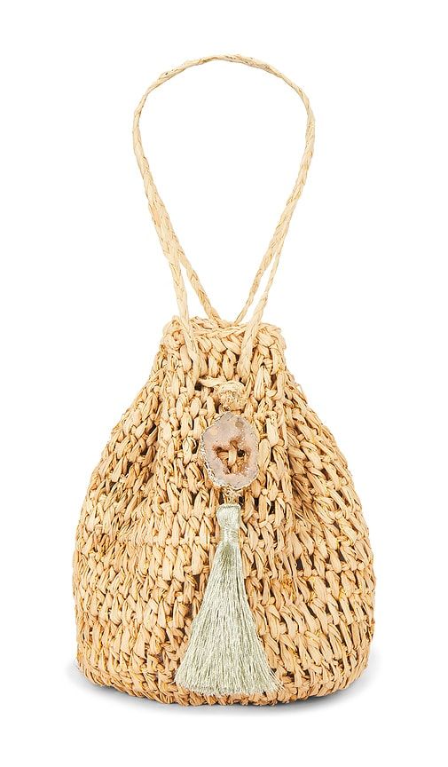 Stintino Hand Crochet Raffia Wristlet in Neutral - florabella - Modalova