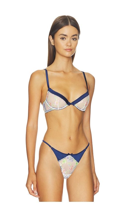 Delara Embroidered Demi Bra in Navy. - size 32B (also in 32C, 32D, 34C, 34D, 36B, 36C, 36D, 36DD) - fleur du mal - Modalova