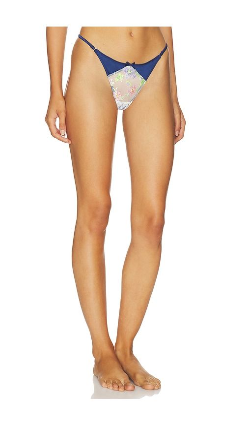 Delara Embroidered Thong in Navy. - size 1 (also in 2, 3, 4, 5) - fleur du mal - Modalova