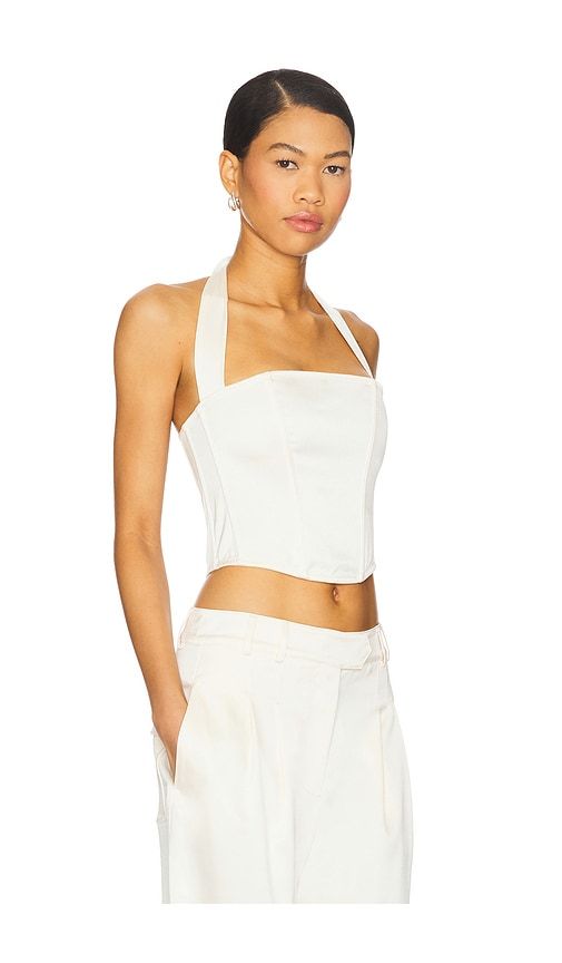 Satin Halter Corset Top in Cream. - size 2 (also in 4, 6) - fleur du mal - Modalova