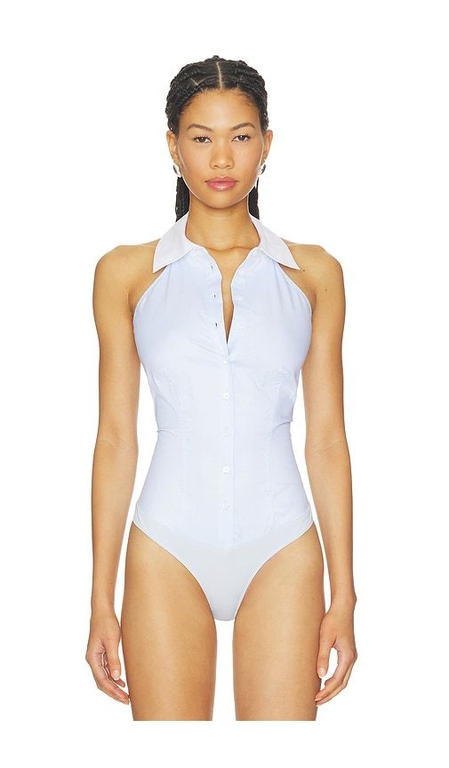 Poplin Smocked Bodysuit in Blue. - size XS (also in S, M, L) - fleur du mal - Modalova