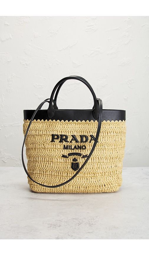 Prada Raffia Tote Bag in - FWRD Renew - Modalova
