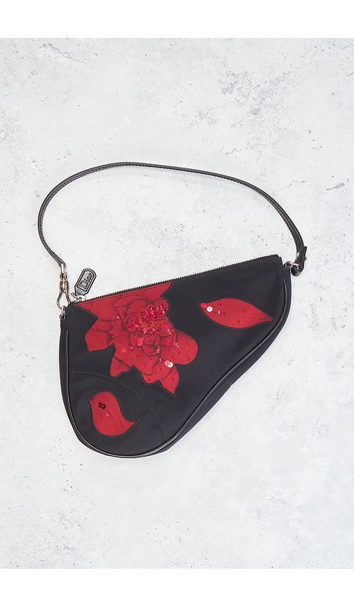 Dior Satin Embroidered Limited Edition Mini Saddle Bag in - FWRD Renew - Modalova