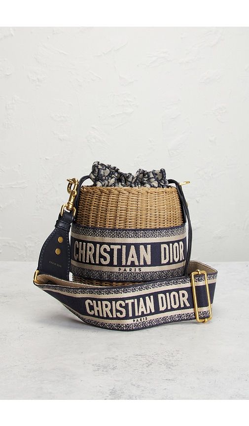 Dior Wicker Oblique Drawstring Bucket Bag in - FWRD Renew - Modalova