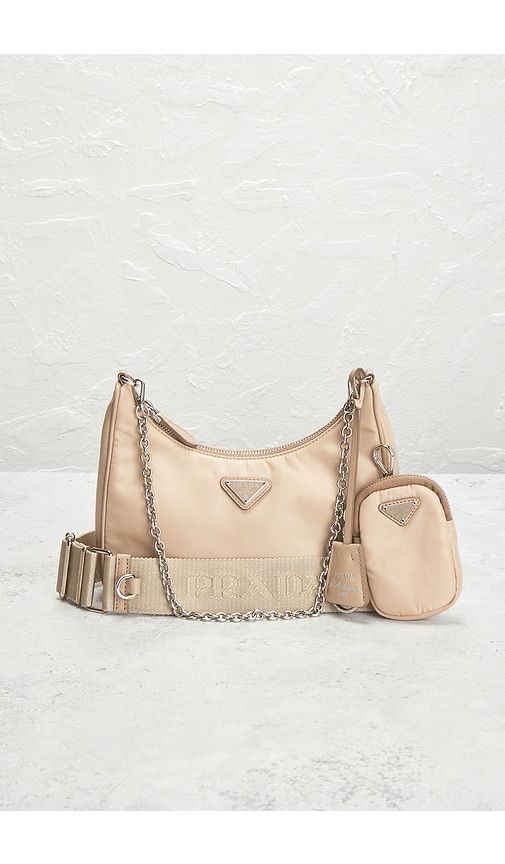 Prada Re-Edition 2005 Re-Nylon Shoulder Bag in Beige - FWRD Renew - Modalova