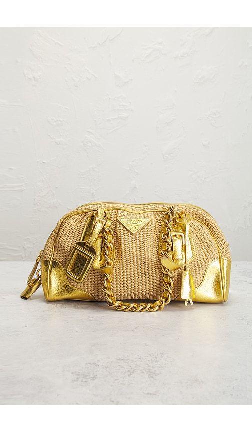 Prada Paglia & Cinghiale Handbag in ,Metallic Gold - FWRD Renew - Modalova