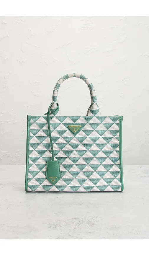 Prada Symbole Embroidered Tote Bag in - FWRD Renew - Modalova