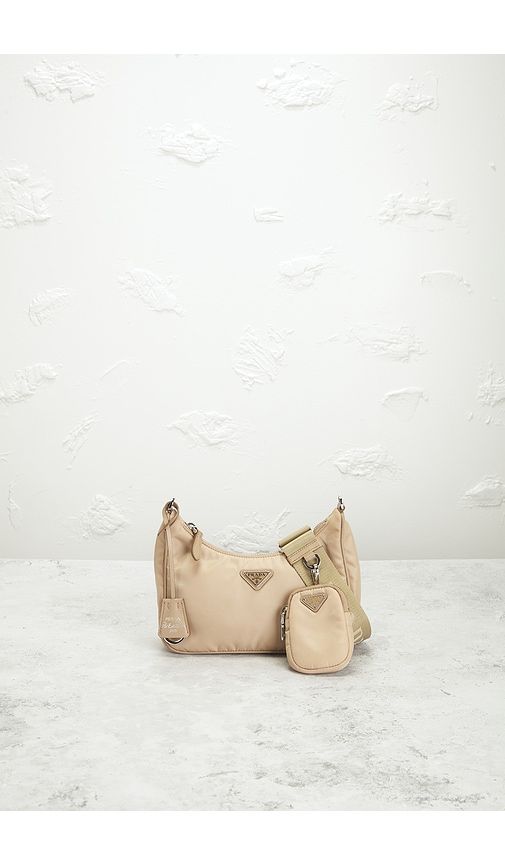 Prada Re-Edition 2005 Re-Nylon Shoulder Bag in Beige - FWRD Renew - Modalova