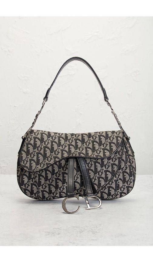 Dior Trotter Oblique Double Saddle Bag in - FWRD Renew - Modalova