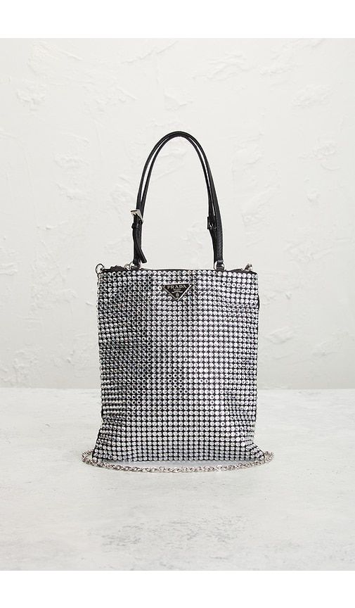 Prada Crystal Embellished Satin Tote Bag in Metallic - FWRD Renew - Modalova