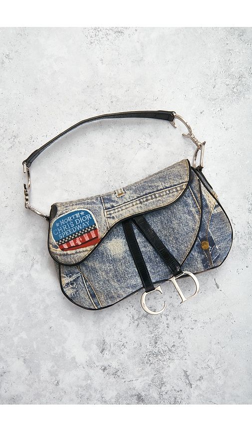Dior Denim Speedway Double Saddle Bag in - FWRD Renew - Modalova