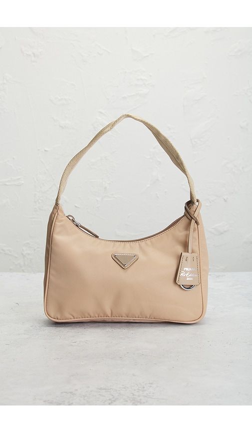 Prada Re-Edition 2000 Re-Nylon Mini Shoulder Bag in Beige - FWRD Renew - Modalova