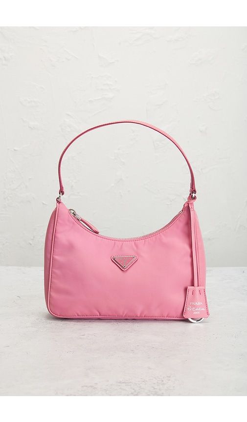 Prada Mini Re-Edition 2000 Re-Nylon Shoulder Bag in Pink - FWRD Renew - Modalova
