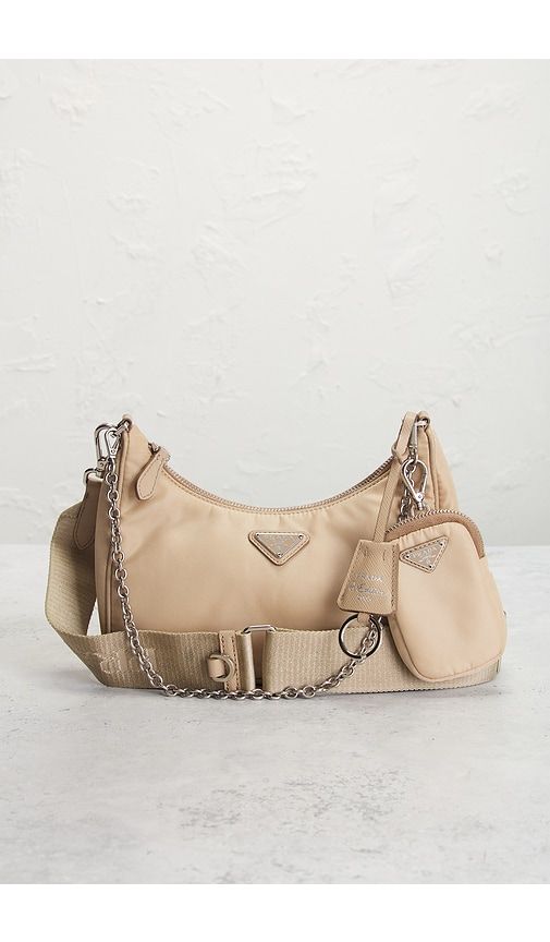 Prada Re Edition 2005 Re-Nylon Shoulder Bag in Beige - FWRD Renew - Modalova